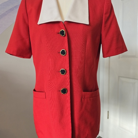 Preston & York Vintage | 8 | Vintage Red & White Long Blazer - Picture 3 of 16